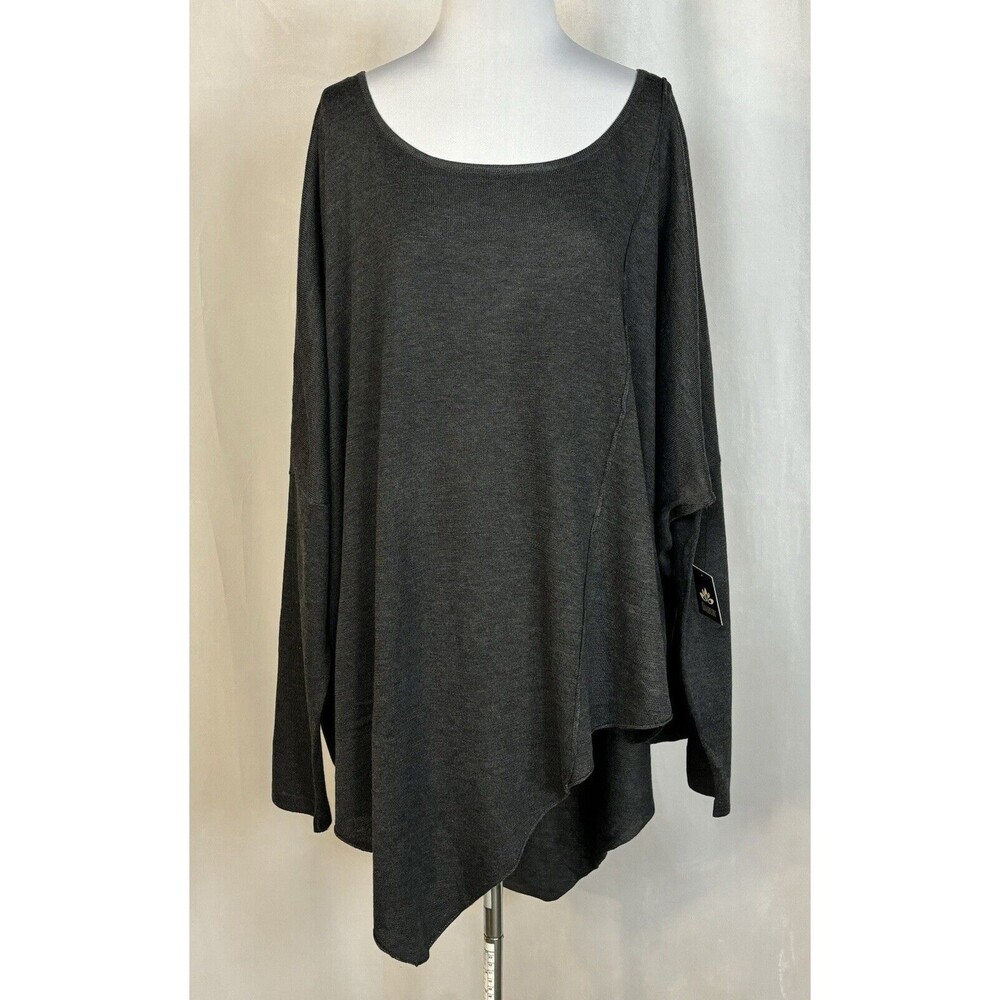 Mia Maddison Women’s Size 3X Gray Long Sleeve Asymmetrical Oversized Tunic Top